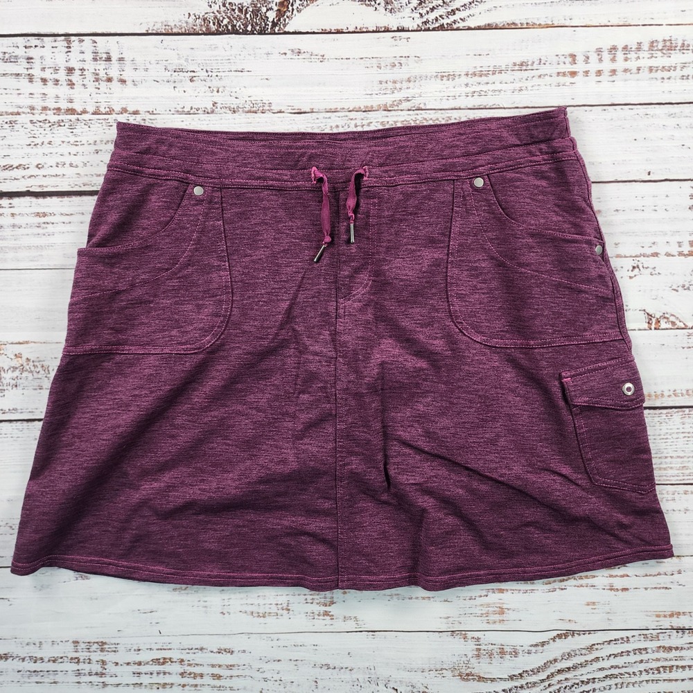 Kuhl Mova Skort Womens Large Purple Heathered Hiking Travel Cargo Athletic Skirt